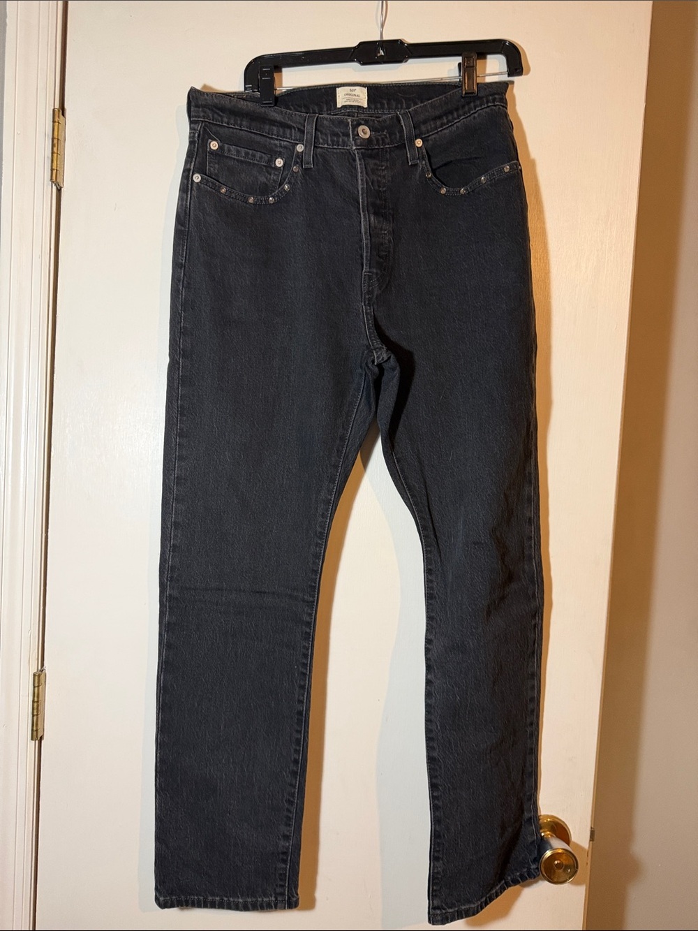 Levi's 501 Black Denim Jeans Studded Pockets- 31/30